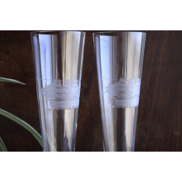 Toscany nautical ship glasses, antique sailing boat beer glasses, vintage - Picture 8 of 9